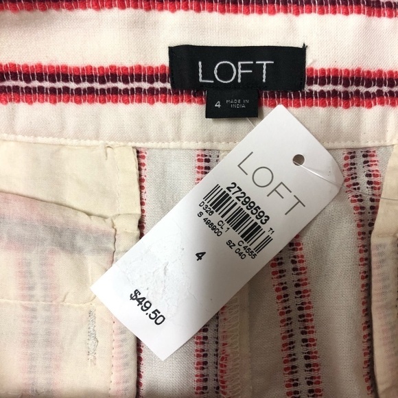 Loft Red Striped Shorts Size 4 NWT - Picture 4 of 6